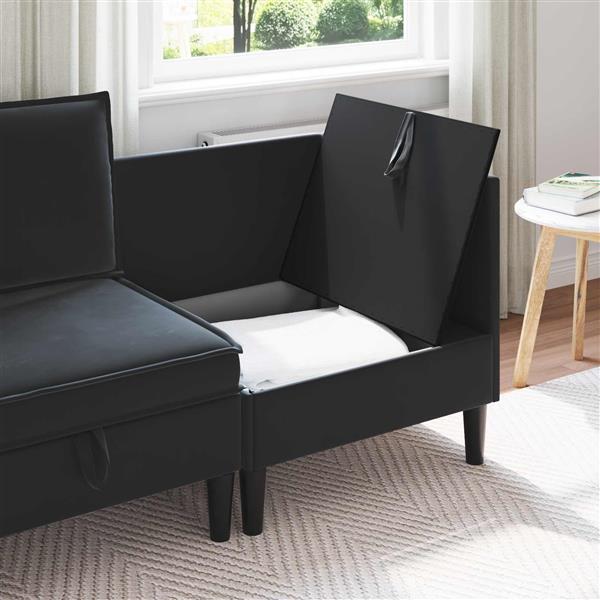 Grote foto vidaxl bank met opslag zwart fluweel huis en inrichting bankstellen