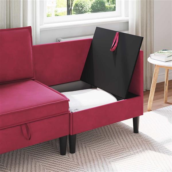 Grote foto vidaxl bank met opslag wijnrood fluweel huis en inrichting bankstellen