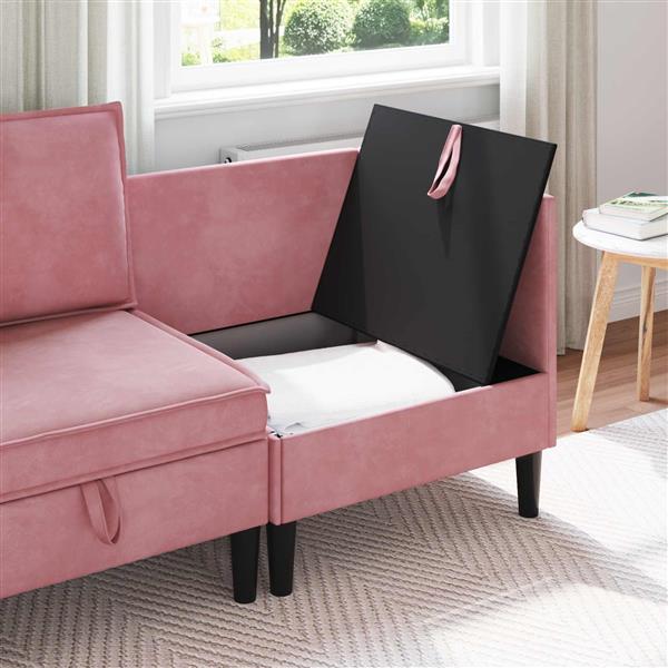 Grote foto vidaxl bank met opslag roze fluweel huis en inrichting bankstellen