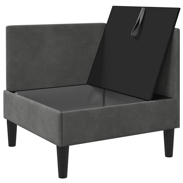 Grote foto vidaxl bank met opslag donkergrijs fluweel huis en inrichting bankstellen