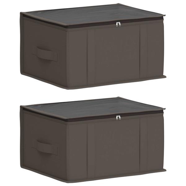 Grote foto vidaxl opbergdoos met transparant bovenraam 2 pcs grijs nonwoven stof doe het zelf en verbouw materialen en producten