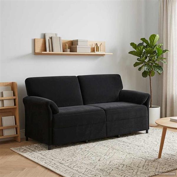 Grote foto vidaxl 3 zits bank zwart 198 x 83 x 95 cm fluweel huis en inrichting bankstellen