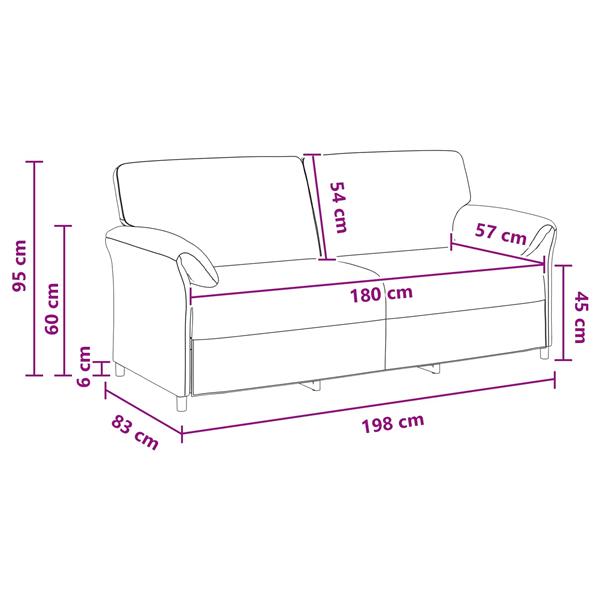 Grote foto vidaxl 3 zits bank roze 198 x 83 x 95 cm fluweel huis en inrichting bankstellen