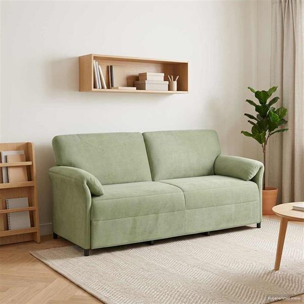 Grote foto vidaxl 3 zits bank lichtgroen 198 x 83 x 95 cm fluweel huis en inrichting bankstellen