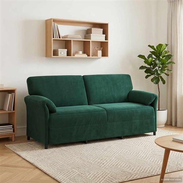 Grote foto vidaxl 3 zits bank donkergroen 198 x 83 x 95 cm fluweel huis en inrichting bankstellen