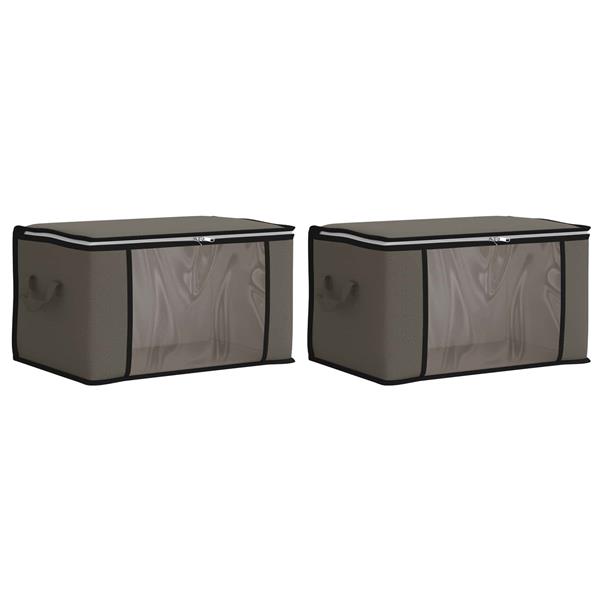 Grote foto vidaxl opbergdoos met transparante zijraam 2 pcs grijs 70 x 40 x 18 cm doe het zelf en verbouw materialen en producten