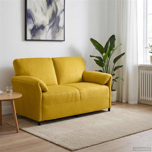 Grote foto vidaxl 2 zits sofa geel 158 x 83 x 95 cm fluweel huis en inrichting bankstellen