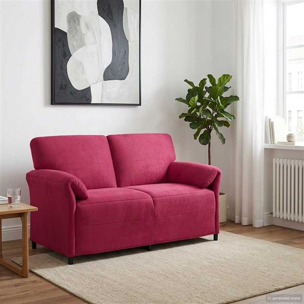 Grote foto vidaxl 2 zits sofa wijnrood 158 x 83 x 95 cm fluweel huis en inrichting bankstellen