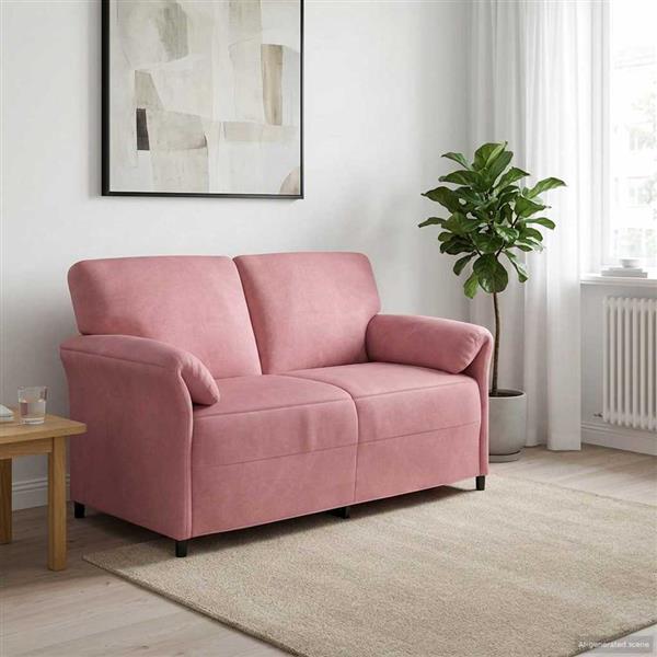 Grote foto vidaxl 2 zits sofa roze 158 x 83 x 95 cm fluweel huis en inrichting bankstellen