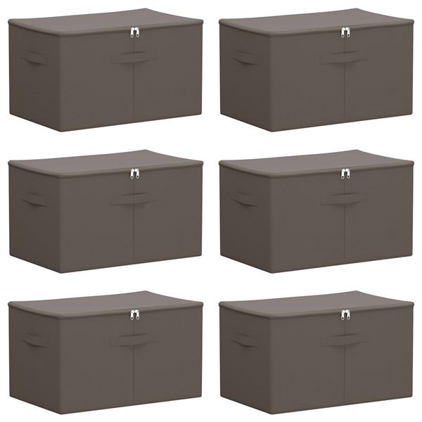 Grote foto vidaxl opbergbox 6 pcs grijs 60 x 43 x 35 cm nonwoven stof doe het zelf en verbouw materialen en producten