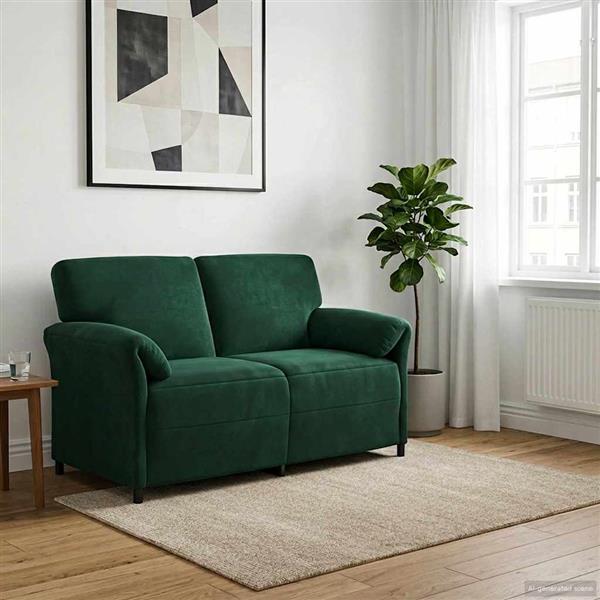 Grote foto vidaxl 2 zits sofa donkergroen 158 x 83 x 95 cm fluweel huis en inrichting bankstellen
