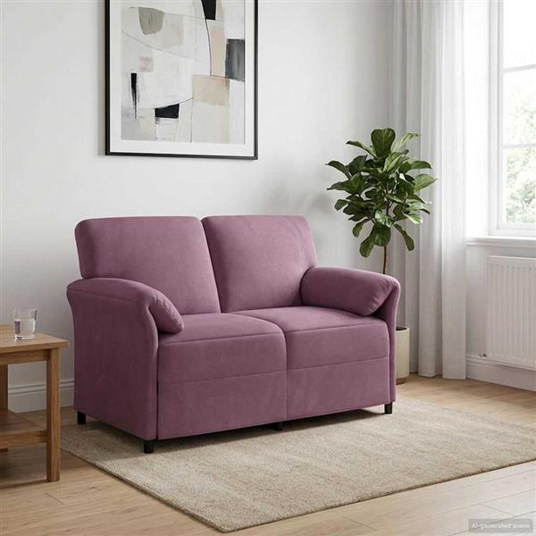 Grote foto vidaxl 2 zits sofa paars 138 x 83 x 95 cm fluweel huis en inrichting bankstellen