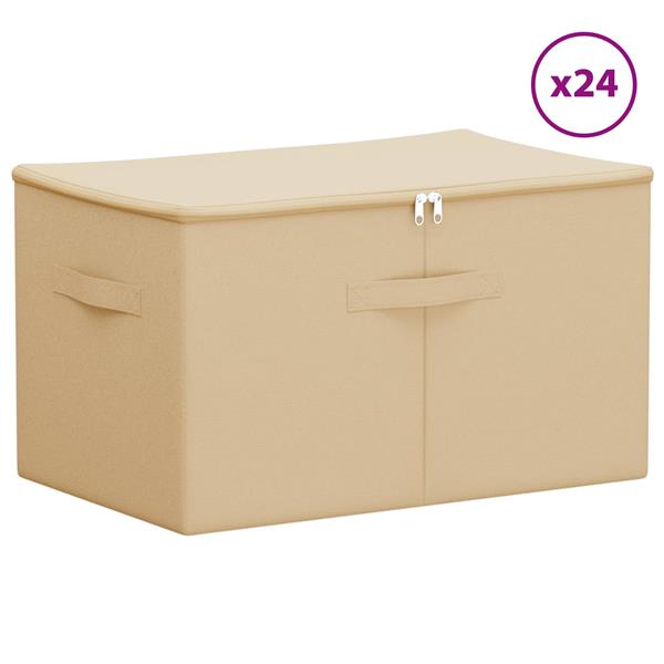 Grote foto vidaxl opbergbox 24 pcs cr mekleurig 55 x 35 x 32 cm nonwoven stof doe het zelf en verbouw materialen en producten