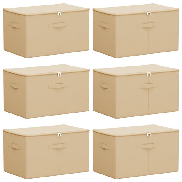 Grote foto vidaxl opbergbox 6 pcs cr mekleurig 55 x 35 x 32 cm nonwoven stof doe het zelf en verbouw materialen en producten
