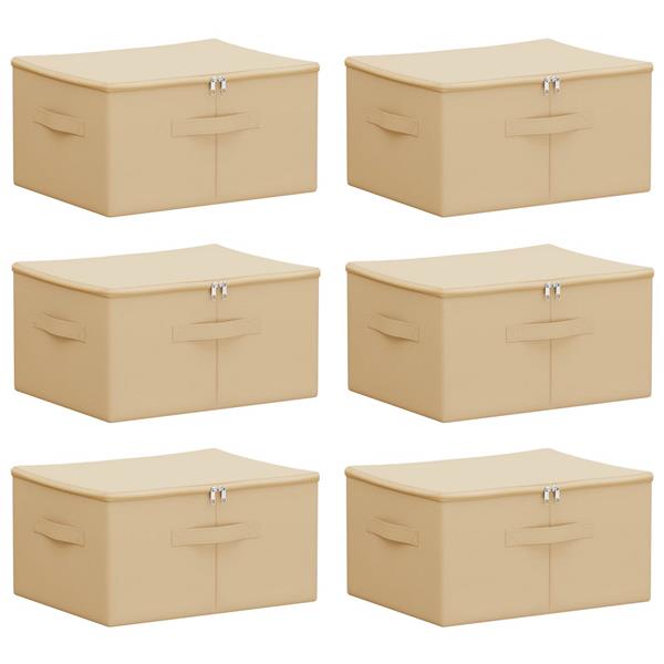 Grote foto vidaxl opbergbox 6 pcs cr mekleurig 50 x 30 x 25 cm nonwoven stof doe het zelf en verbouw materialen en producten