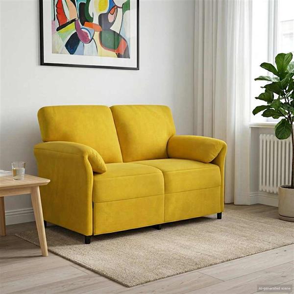 Grote foto vidaxl 2 zits sofa geel 138 x 83 x 95 cm fluweel huis en inrichting bankstellen