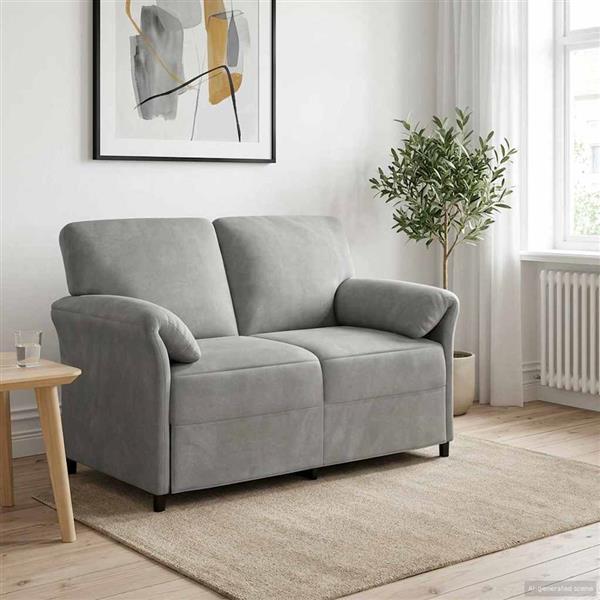 Grote foto vidaxl 2 zits sofa lichtgrijs 138 x 83 x 95 cm fluweel huis en inrichting bankstellen