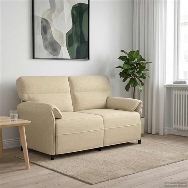 Grote foto vidaxl bank 100 polyester metalen frame mdf multiplex huis en inrichting bankstellen