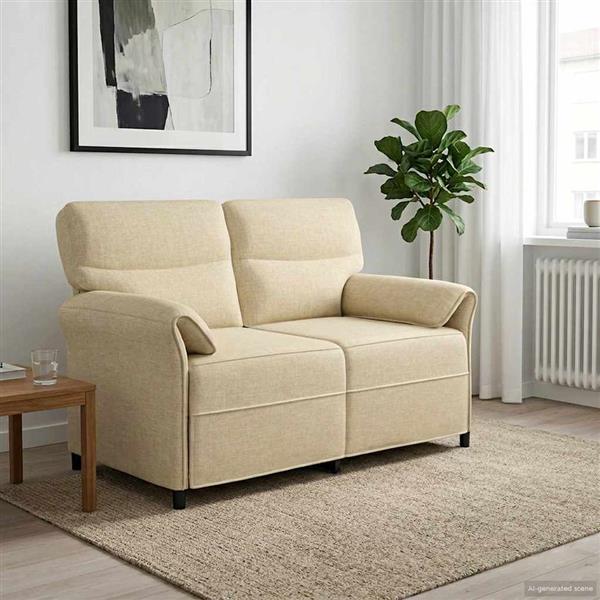 Grote foto vidaxl bank 100 polyester metalen frame mdf multiplex huis en inrichting bankstellen