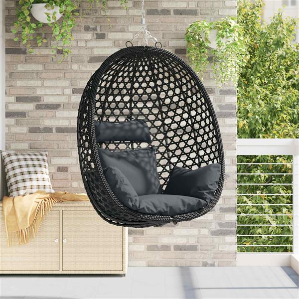 Grote foto vidaxl hangende eierstoel zonder standaard antraciet en zwart tuin en terras tuinmeubelen