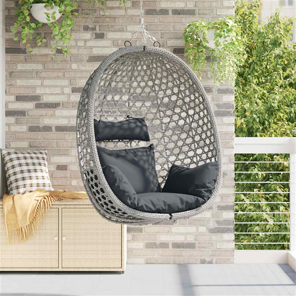 Grote foto vidaxl hangende eierstoel zonder standaard antraciet en grijs tuin en terras tuinmeubelen