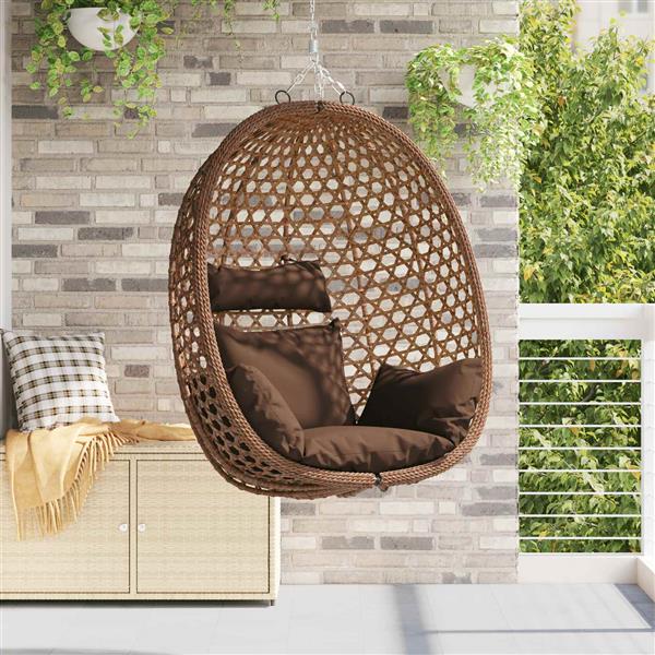 Grote foto vidaxl hangende eierstoel zonder standaard koffiebruin poly rattan tuin en terras tuinmeubelen