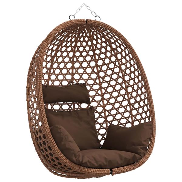 Grote foto vidaxl hangende eierstoel zonder standaard koffiebruin poly rattan tuin en terras tuinmeubelen