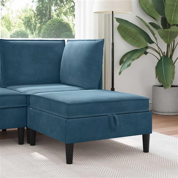 Grote foto vidaxl sofa kruk met opslag blauw fluweel huis en inrichting bankstellen