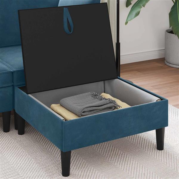 Grote foto vidaxl sofa kruk met opslag blauw fluweel huis en inrichting bankstellen