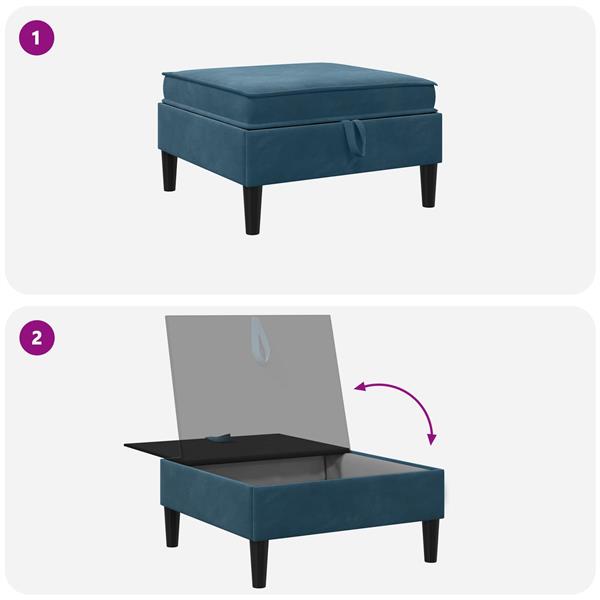 Grote foto vidaxl sofa kruk met opslag blauw fluweel huis en inrichting bankstellen