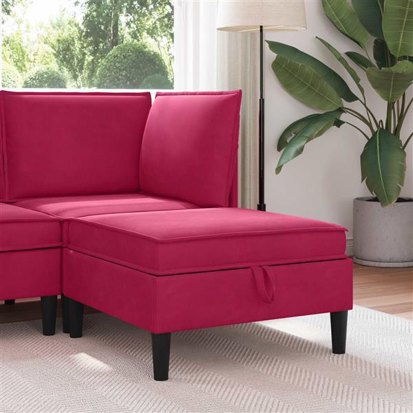Grote foto vidaxl sofa kruk met opslag wijnrood fluweel huis en inrichting bankstellen
