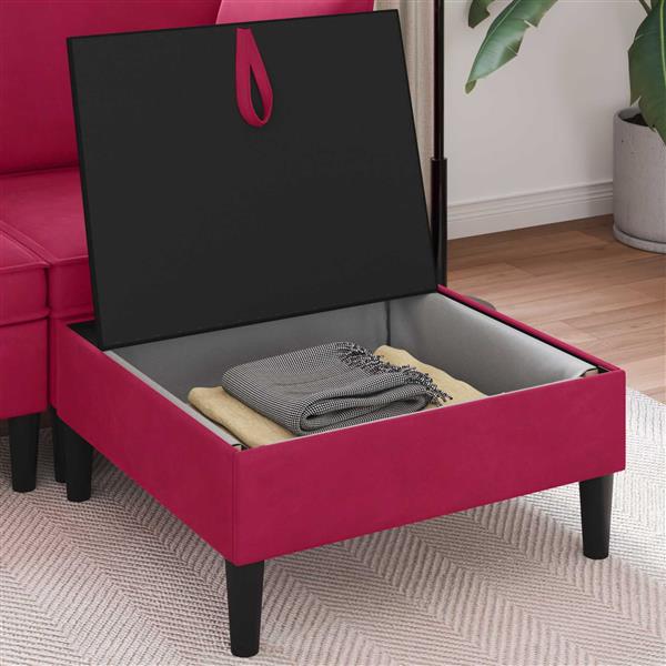 Grote foto vidaxl sofa kruk met opslag wijnrood fluweel huis en inrichting bankstellen