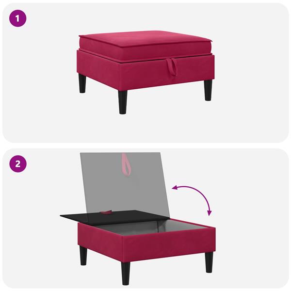 Grote foto vidaxl sofa kruk met opslag wijnrood fluweel huis en inrichting bankstellen