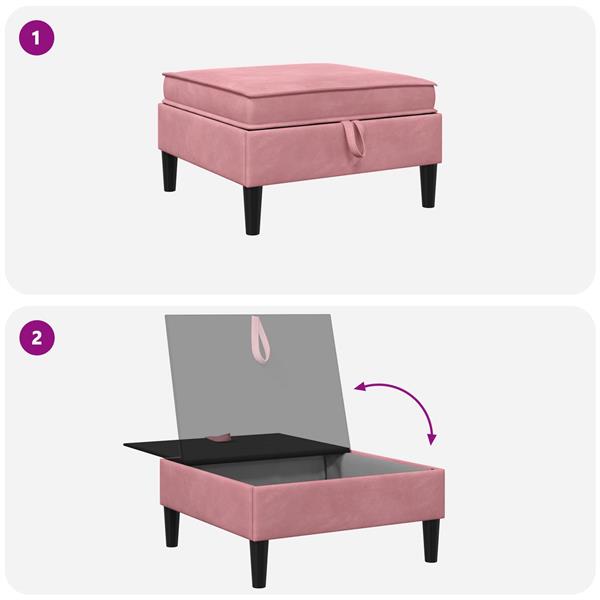 Grote foto vidaxl sofa kruk met opslag roze fluweel huis en inrichting bankstellen