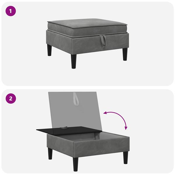 Grote foto vidaxl sofa kruk met opslag donkergrijs fluweel huis en inrichting bankstellen