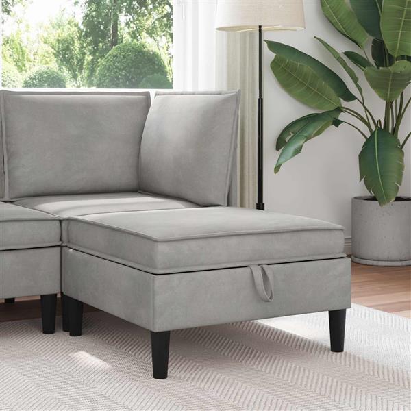 Grote foto vidaxl sofa kruk met opslag lichtgrijs fluweel huis en inrichting bankstellen