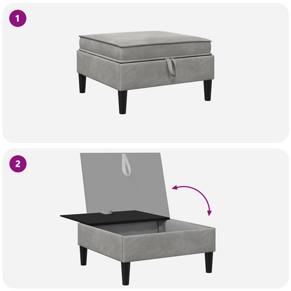 Grote foto vidaxl sofa kruk met opslag lichtgrijs fluweel huis en inrichting bankstellen