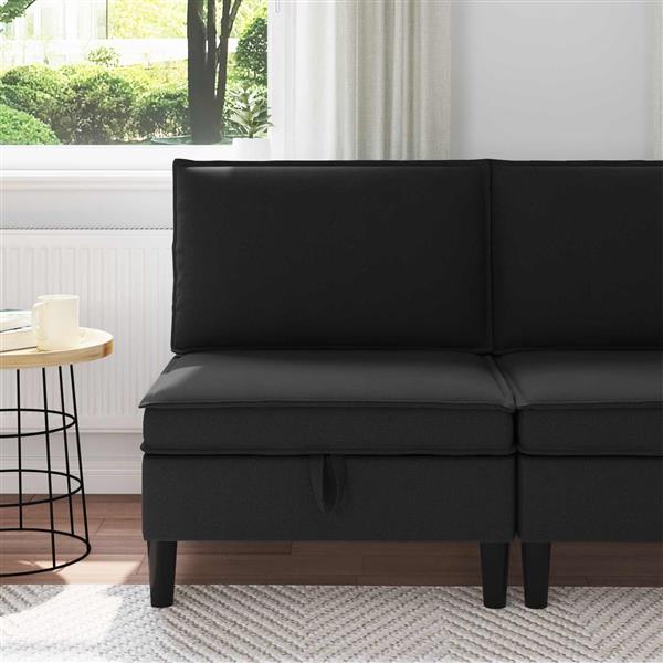 Grote foto vidaxl middelse sofa met opbergruimte zwart fluweel huis en inrichting bankstellen