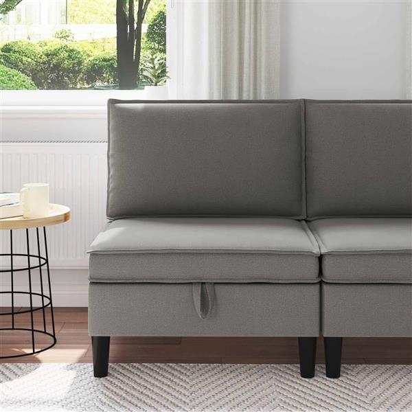 Grote foto vidaxl middelse sofa met opbergruimte donkergrijs fluweel huis en inrichting bankstellen