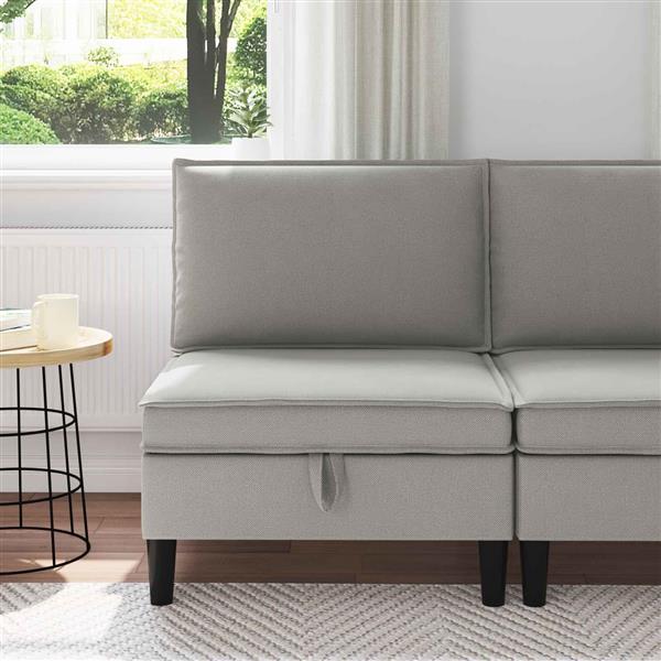 Grote foto vidaxl middelse sofa met opbergruimte lichtgrijs fluweel huis en inrichting bankstellen