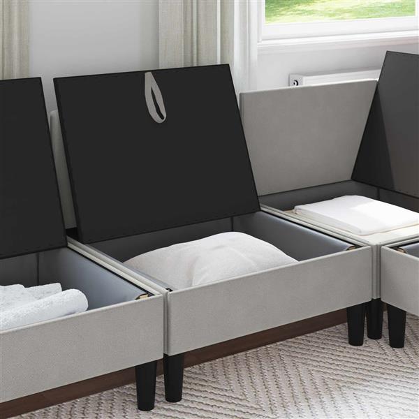 Grote foto vidaxl middelse sofa met opbergruimte lichtgrijs fluweel huis en inrichting bankstellen