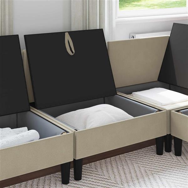 Grote foto vidaxl middelse sofa met opbergruimte zand fluweel huis en inrichting bankstellen