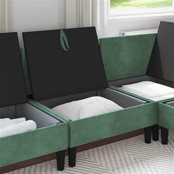 Grote foto vidaxl middelste bank met opbergruimte zeegroen fluweel huis en inrichting bankstellen