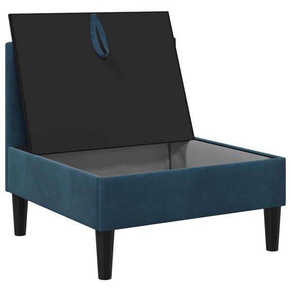 Grote foto vidaxl middelste bank met opbergruimte blauw fluweel huis en inrichting bankstellen