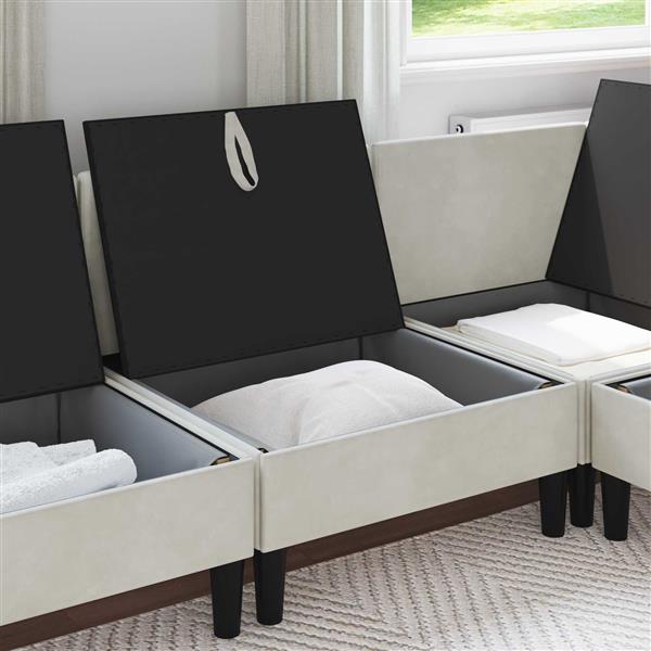 Grote foto vidaxl middelste bank met opbergruimte cr mekleurig fluweel huis en inrichting bankstellen