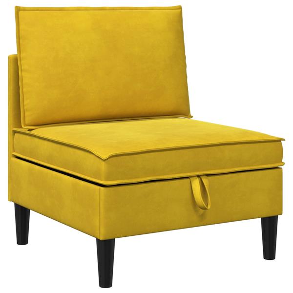 Grote foto vidaxl middelste bank met opbergruimte geel fluweel huis en inrichting bankstellen