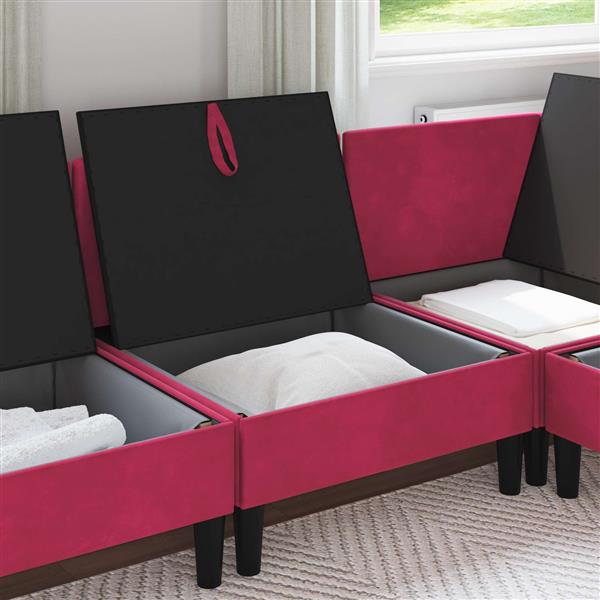 Grote foto vidaxl middelste bank met opbergruimte wijnrood fluweel huis en inrichting bankstellen