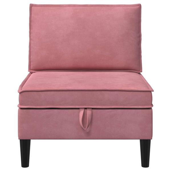 Grote foto vidaxl middelste bank met opbergruimte roze fluweel huis en inrichting bankstellen