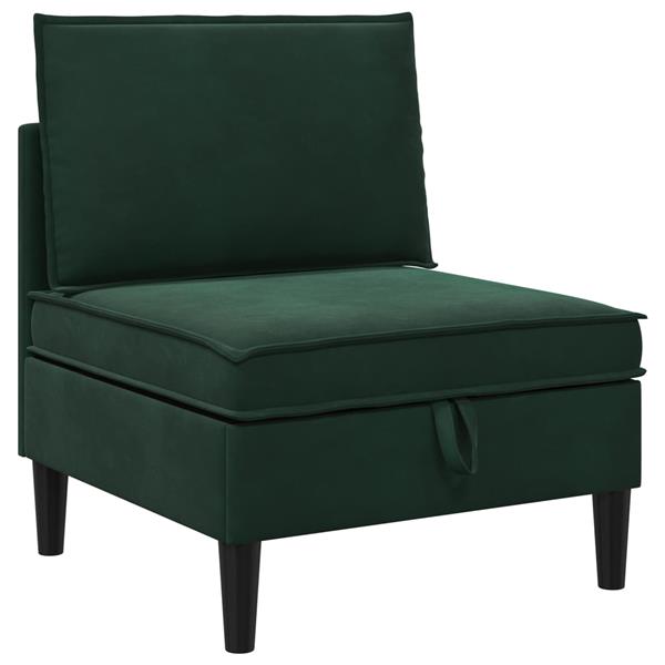 Grote foto vidaxl middelste bank met opbergruimte donkergroen fluweel huis en inrichting bankstellen