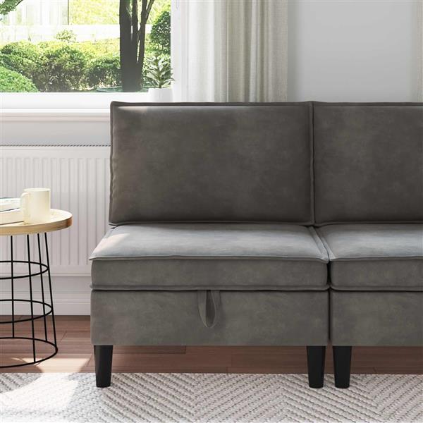 Grote foto vidaxl middelste bank met opbergruimte donkergrijs fluweel huis en inrichting bankstellen